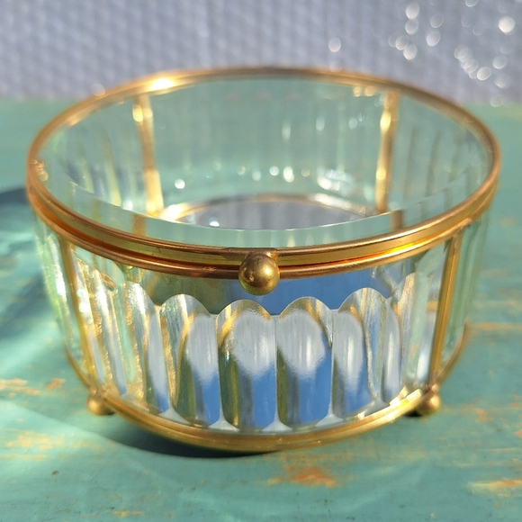 Glass Display Box Gold Metal Jewelry Box Display Case Holder Stained Glass - Picture 2 of 16